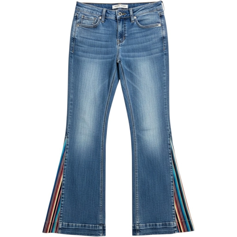 Rock & Roll Denim x Hooey Trouser Jeans 27 Blue High Rise Flare Serape Western